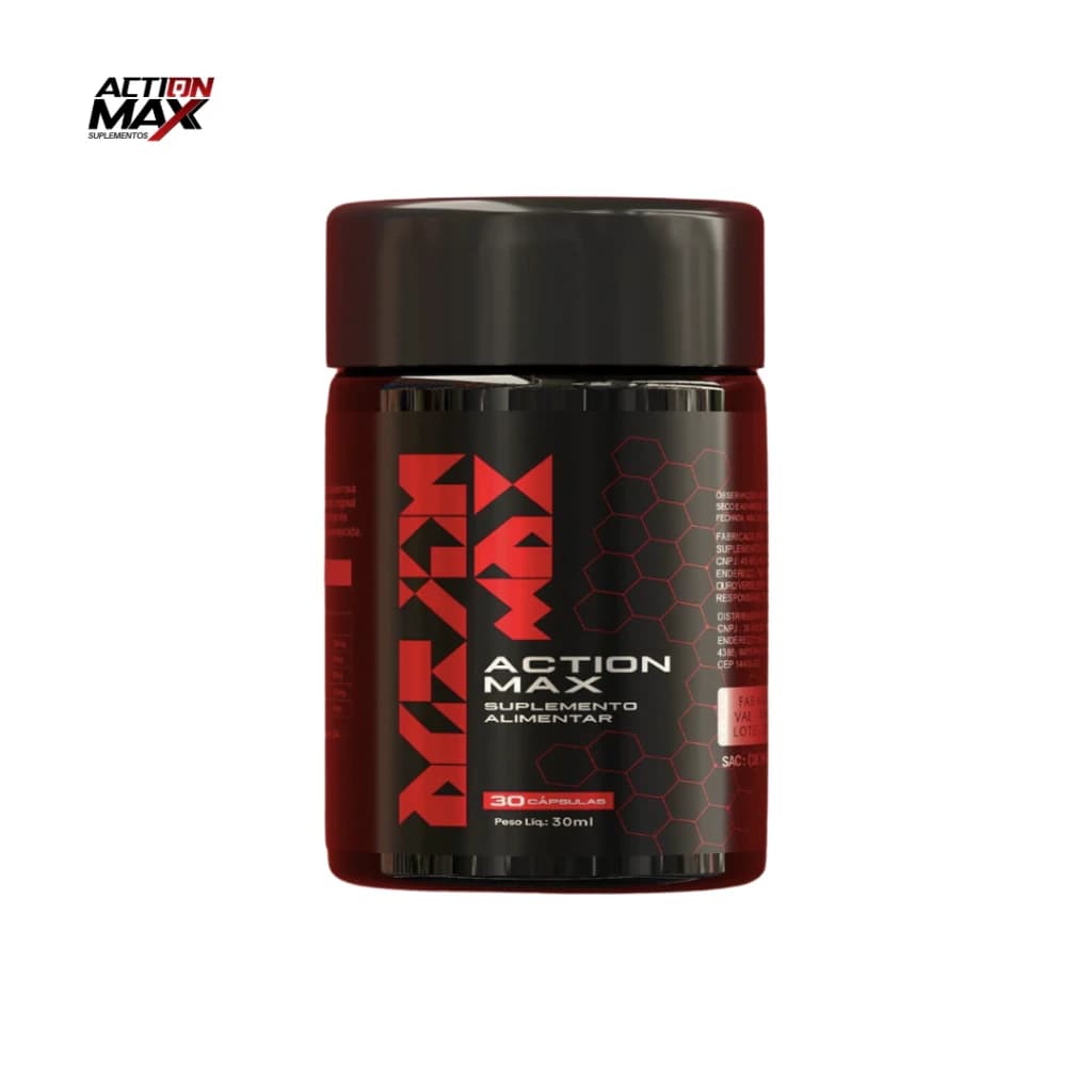 Embalagem do Action Max Vermelho 30 Cápsulas