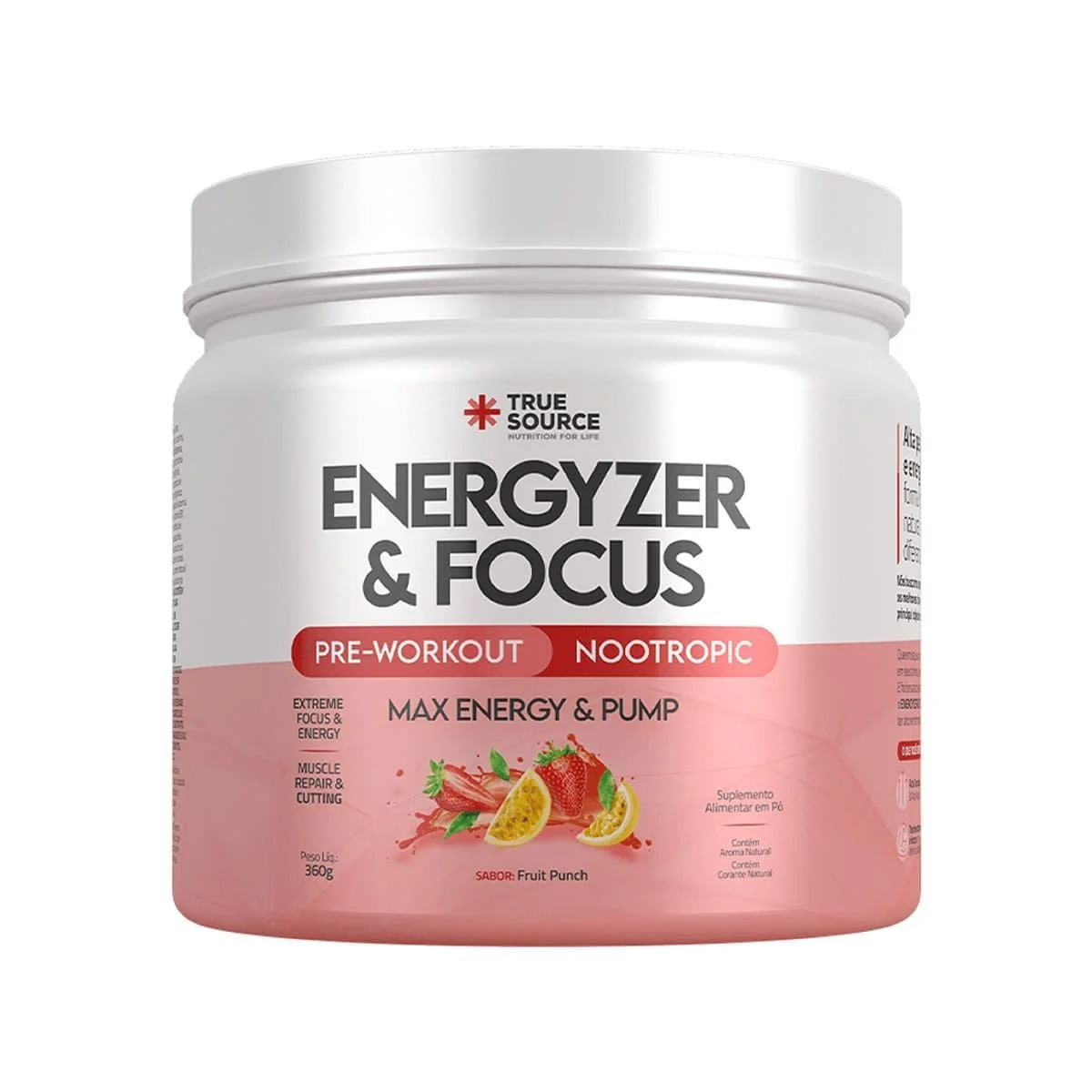 Embalagem do Energyzer & Focus Max Energy & Pump Fruit Punch 450g