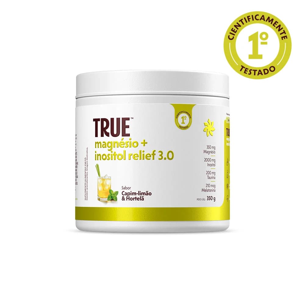 Embalagem do Magnésio + Inositol Relief 3.0 Capim-Limão e Hortelã 350g