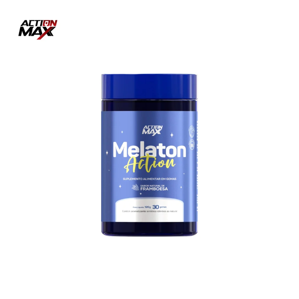 Embalagem do Melaton Gummies Action Max 30 Gomas