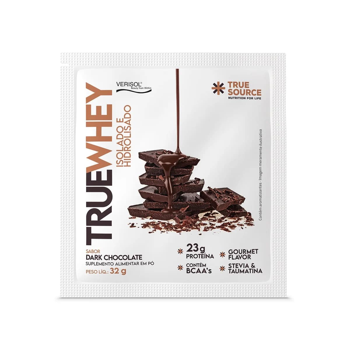 Embalagem do Sachê True Whey Dark Chocolate 32g