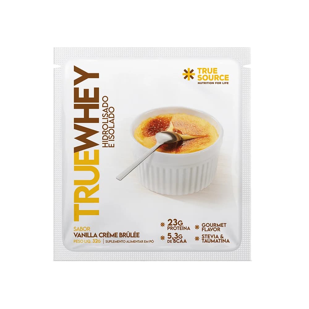 Embalagem do Sachê True Whey Vanilla Crème Brûlée 32g