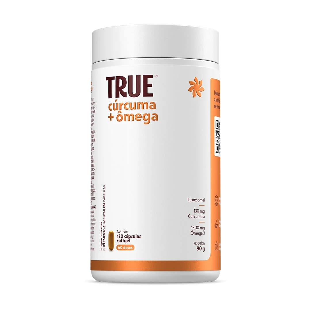 Embalagem do True Cúrcuma + Ômega 120 Cápsulas