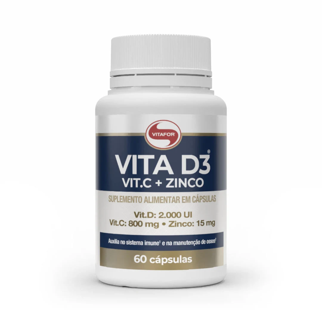 Embalagem do Vita D3 + Vitamina C + Zinco 60 Cápsulas